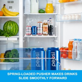 Drink Organizer for Fridge,Self-Pushing Soda Can Dispenser with Adjustable Width,Bottle Beverage Organizer Drink Holder,12oz to 20oz holds 15 cans.
