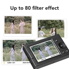 4K Digital Camera, 48MP Vlogging Camera 28X Digital Zoom Auto/Manual Focus, 2.83 Inch Screen Compact Travel Camcorder with 80 Retro Filter Effects