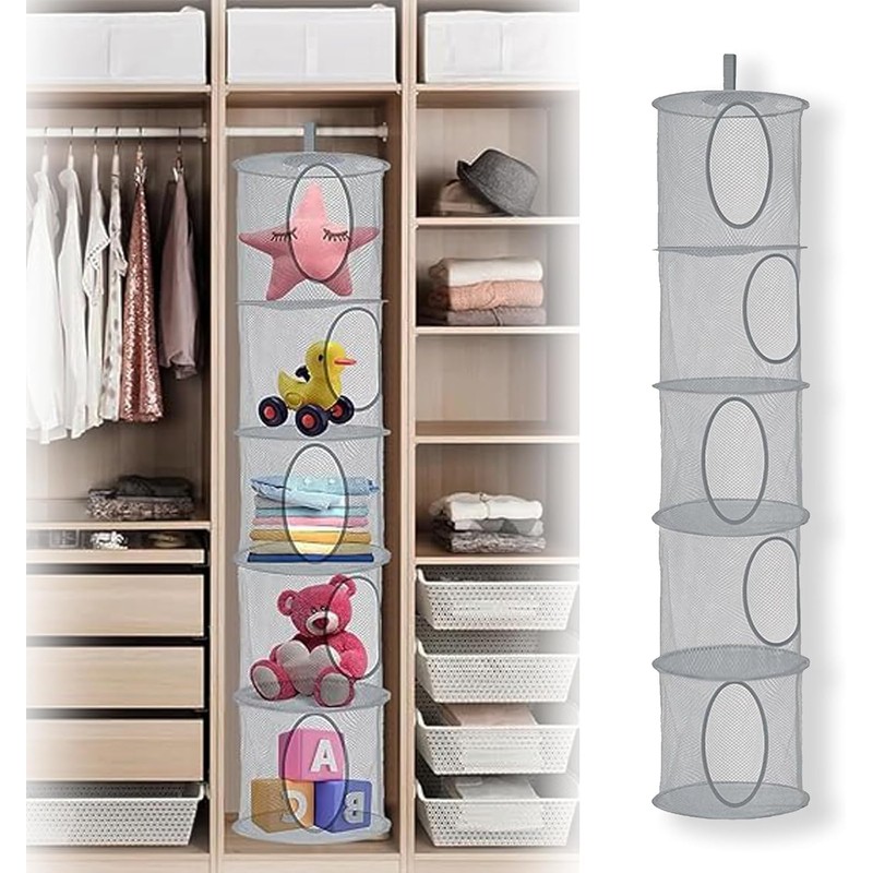 Linyongc Mesh Hanging Storage Space Saver Bag, 1Pc Foldable Hanging