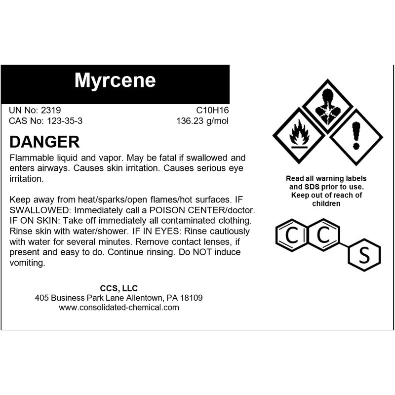 Myrcene High Purity Aroma Compound - Packaged in Heavy Duty