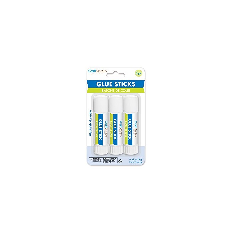 Craft Medley, Twist-Up Glue Sticks, 8g, 3-Piece, Non-Toxic