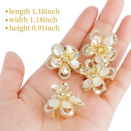 ANBALA Opal Rhinestone Hair Clips, Opal Crystal Hair Clamps, Fancy Small Flower Claw Clips for Thick Thin, Long or Short Hair, Pack of 6