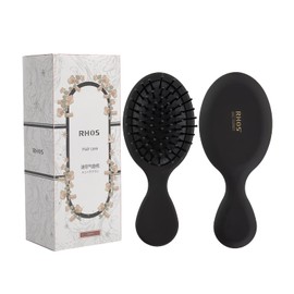 RHOS Mini Hair Brush, Comb, Portable, Scalp Massage, Hair Care, Cute, Wet & Dry Use, For Travel, Men's, Children, Women's, Popular, Gift (Black)