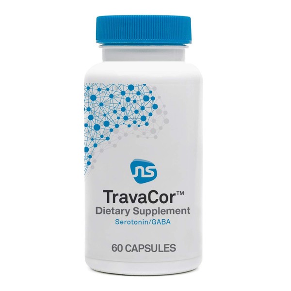 NeuroScience TravaCor - Mood Support Supplement with L-Theanine, 5-HTP, B12 + Vitamin B6 - Improve Mood + Feel Happy - Reduce Stress, Anger + Anxiousness (60 Capsules)