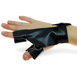 Archery Bow Glove Hand Protector Right Side Index and Thumb Leather Grip Black
