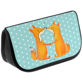 Parent-New Mr. & Mrs. Panda Cosmetic Bag Foxes Love, turquoise, Hand drawn