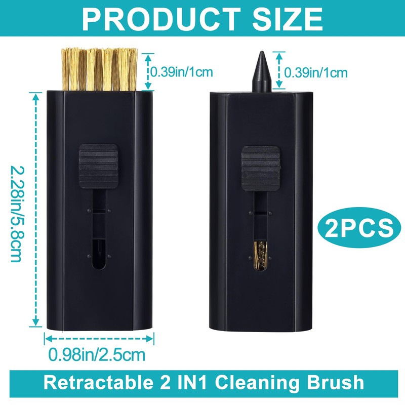 PAGOW 2 Pack Pocket Retractable Golf Club Cleaner Brush, Double