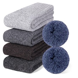 Riqiaqia 5 Pairs Mens Thermal Thicken Merino Wool Socks Warm Winter Wool Breathable Socks for Hiking Trekking Work,Soft and Cozy Sock Gift for Men UK 6-12