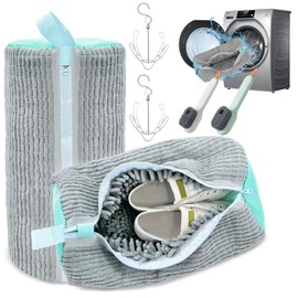 Alvailis Shoe Washing Net, Set of 2, Shoe Washing Net, Shoe Laundry Net, Shoe Hanger, Non-woven Shoe Bag Included, Removes Stains, Washing Shoes in a Washing Machine, Prevents Damage of Shoes,