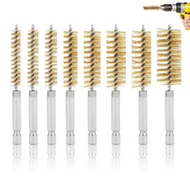 Stainless Steel Wire Bore Brushes, 8PCS Bore Brush Set, 1/4 inch Hex Shank Handle Bristles Wire Brush Set for Power Drill Washing Polishing Tools( 8mm-19mm)