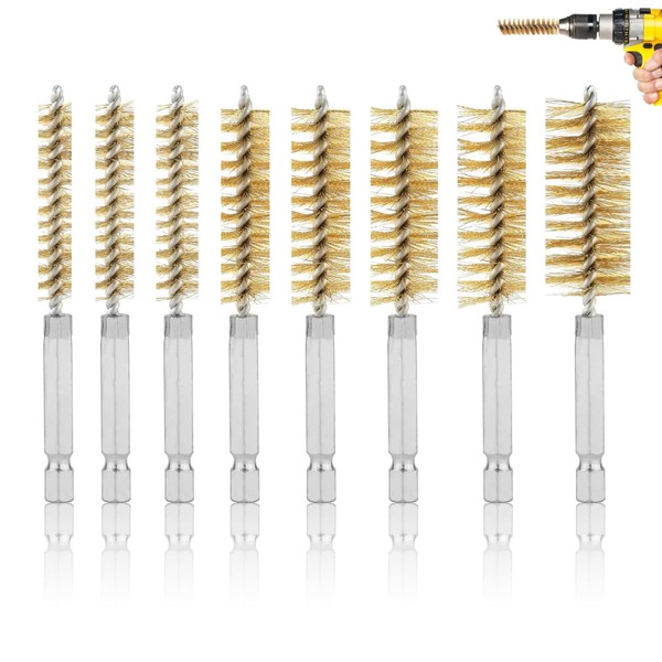 Stainless Steel Wire Bore Brushes, 8PCS Bore Brush Set, 1/4