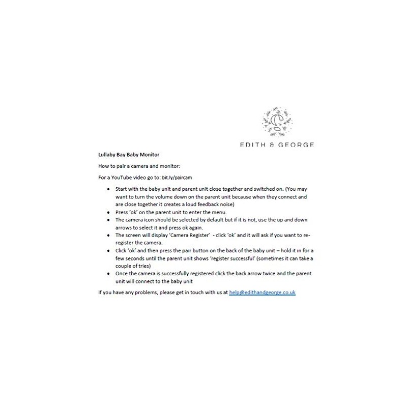 Edith & George Lullaby Bay Baby Camera - CAMERA ONLY