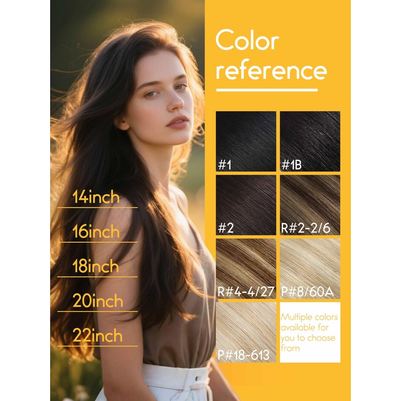 Caliee Black Tape in Hair Extensions Human Hair 20 Inch