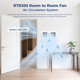 ALORAIR Room to Room Vent Fan, 300 CFM Through Wall Ventilation Fan, One-Way Airflow Powerful Air Exchange, Dual Fans, Remote, Temp Control, Quiet Air Circulation for Home, Kitchen, Bathroom, Laundry