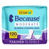 Because Incontinence Pads for Women – Moderate Absorbency for Light
