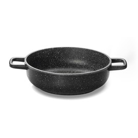 Olympia Cook Induction 9.5 Inch Non-Stick PFOA-Free Die-Cast Aluminum Deep Skillet With 2 Side Handles, Made in Italy