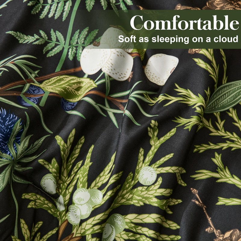 keensoft Queen Comforter Set - 3 Pieces Botanical Bedding Comforter