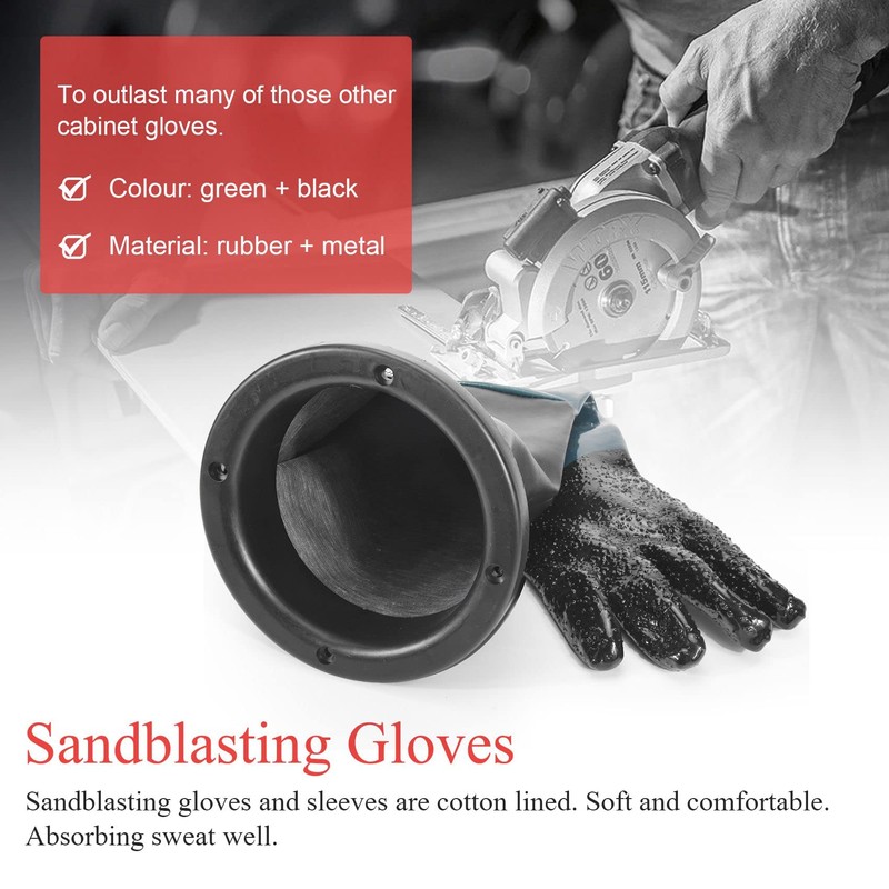 Liseng Sandblasting Gloves for Sandblasting Cabins, 60 cm with O-Rings