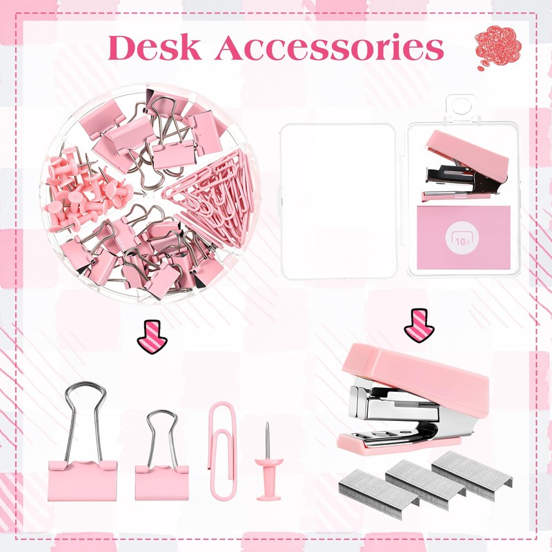 Eersida 58 Pcs Christmas Pink Bow School Supplies Coquette Aesthetic