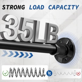 Matte Black Shower Curtain Rod 31-100 Inches, 2-in-1 Drilling and No Drilling Adjustable Tension Curtain Rod for Bathroom Stainless Steel Shower Rod,Non Slip, Easy Install