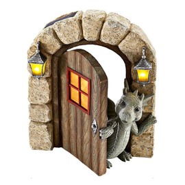 Dragon Garden Ornaments Outdoor Courtyard Dinosaur Sculpture Garden Dinosaur Wall Decor Fairy Dinosaur for Tree Open The Door