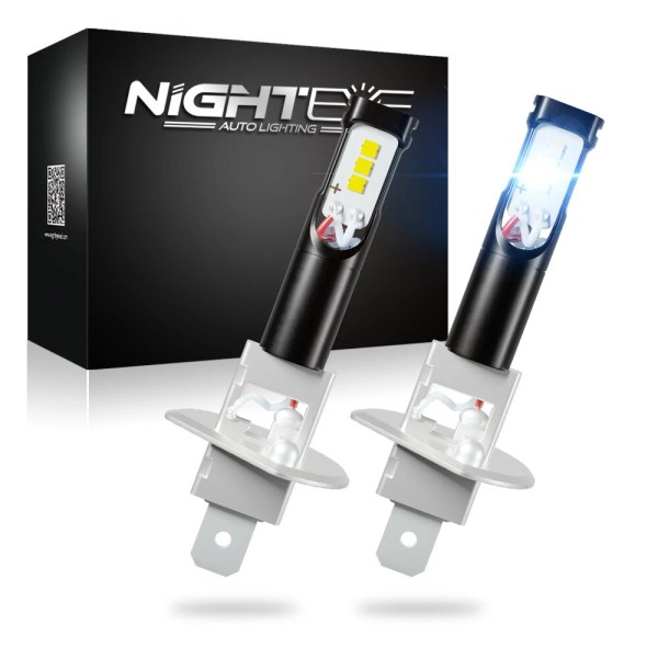 NIGHTEYE 2PCS H1 6000K Super White 160W 1600LM LED Bulbs