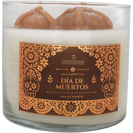 Vela Aromática Pan de Muerto, Color Blanco, Vela Decorativa para Interior, Día de Muertos, Ofrenda y Ambientación del Hogar, Diseño Temático para Decoración de Temporada