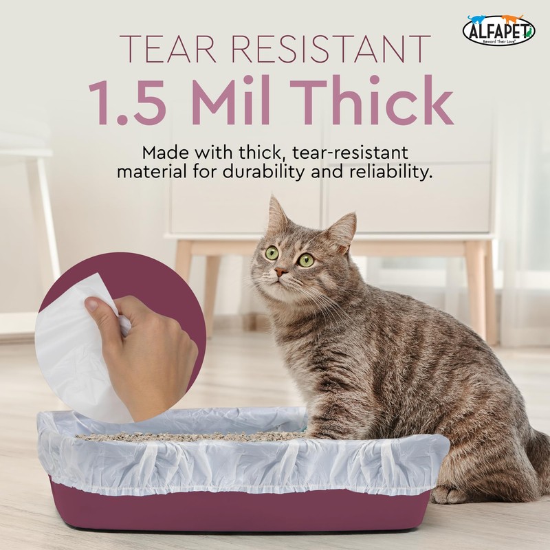 Alfapet Cat Litter box liner Disposable, Elastic Liners- 24-count-For Medium