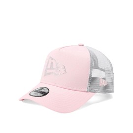 Newera Kids Mesh Cap, Youth 9FORTY A-Frame Trucker, 14666048, NER33K1806, Pink YOUTH52-56cm, Rhinestone Flag Logo ONSPOTZ, Special Order, Girls, Children, Hat, Cucu Forty A-Frame, Fashionable Street
