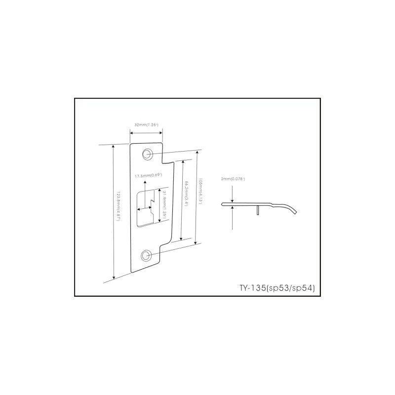 QCAA Steel Extended Lip Door Strike Plate, Latch D Hole,