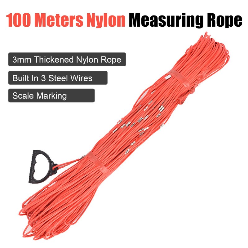 Deep Well Measuring Rope, 328.1ft 100M Nylon Depth Gauge Tape,