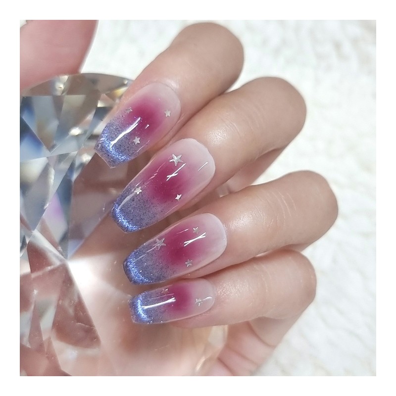 Chic Grape Handmade Nail Tip Gradient Magnet Nail - Point