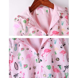 Feidoog Kids Baby Toddler Girls Cartoon Spring Fall Outerwear Windbreaker Zipper Hooded Jackets Coat