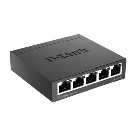 D-Link Ethernet Switch, 5 Port Gigabit Unmanaged Metal Desktop Plug and Play Compact (DGS-105),Black