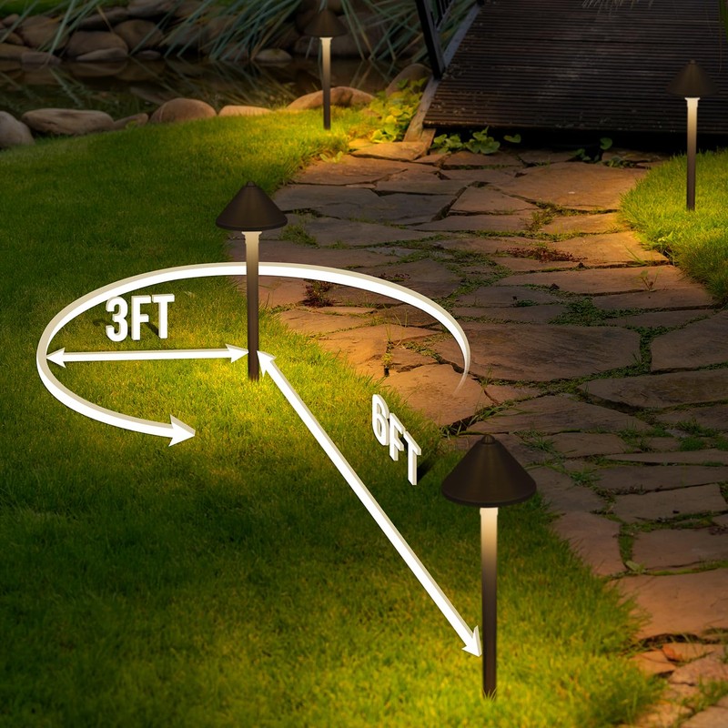GKOLED Solid Brass Landscape Path Lights (5" Shade, 20" Tall),