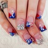 4th of July Press on Nails Short Square French Tip