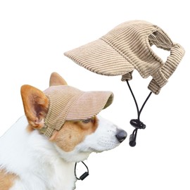 Dog Baseball Cap, Adjustable Summer Sun Protection Hat, Sun Hats with Ear Holes, Pet Summer Hat for Puppies, Dogs Hat (Khaki, XS)