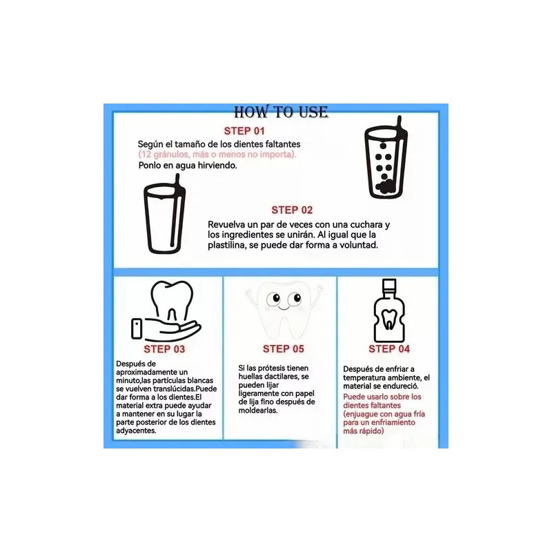 3pcs Perlas Reparación Dientes Postizosdientes Gránulos 30ml