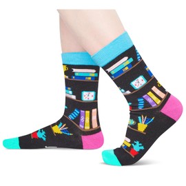 Zmart Book Lover Gifts for Women - Funny Book Socks for Men, Reading Gifts for Readers Booklovers Stocking Stuffers for Teen Girl Boy Student