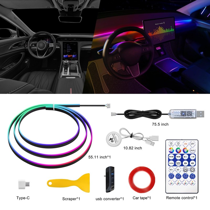 Acrylic Interior Car LED Strip Light 43-inch, which fit for