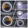 Unbranded Pair 7" inch Round LED Headlights DRL Projector Light