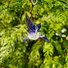 Limited Edition Tanzanite Color Handblown Glass Hummingbird Ornament by @thefieryguy