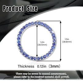 2Pcs Crystal Double Rhinestone Car Engine Start Stop Decoration Ring, Car Interior Accessories Interior Diamond Rhinestone Crystal Rhinestone Ring Key Ignition Starter & Knob Ring(Blue)