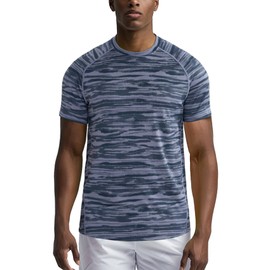 Zengjo Wicking Tshirt Men Athletic(Bluish Gray,L)