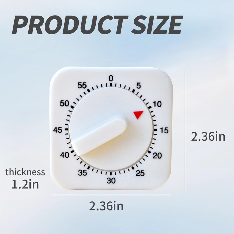 Square 60 Minute Mechanical Timer - Visual Cooking Timer with