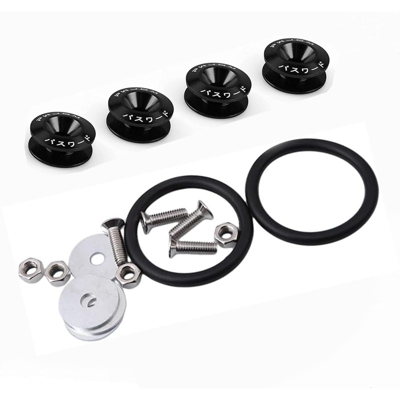 Black Aluminum Fasteners Washers Bolts Kit,Universal Car Front Rear Bumper