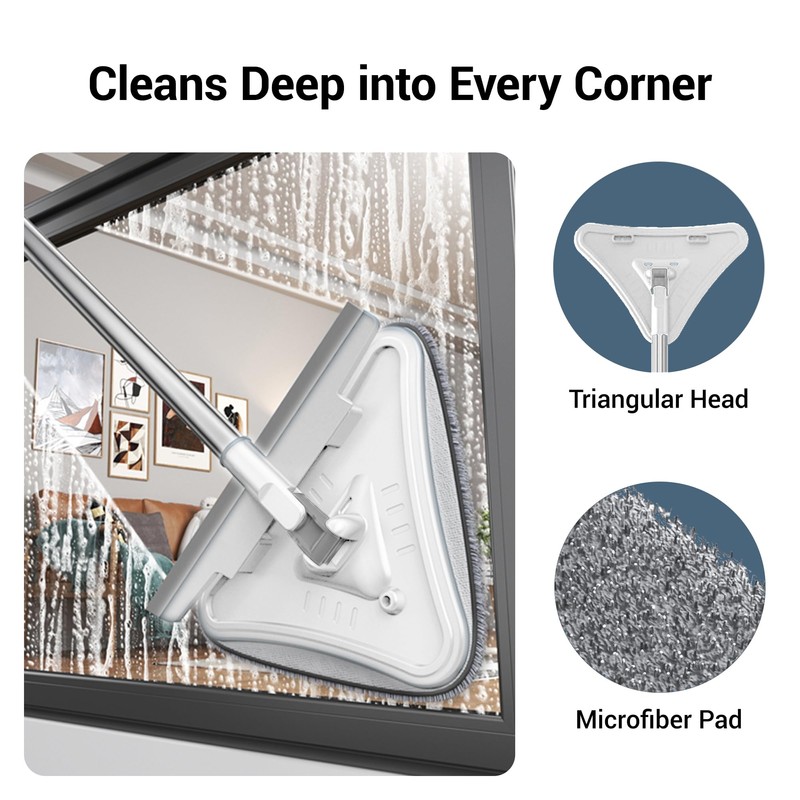 7-in-1 Triangle Mop Set with 7 Replaceable Heads and Adjustable