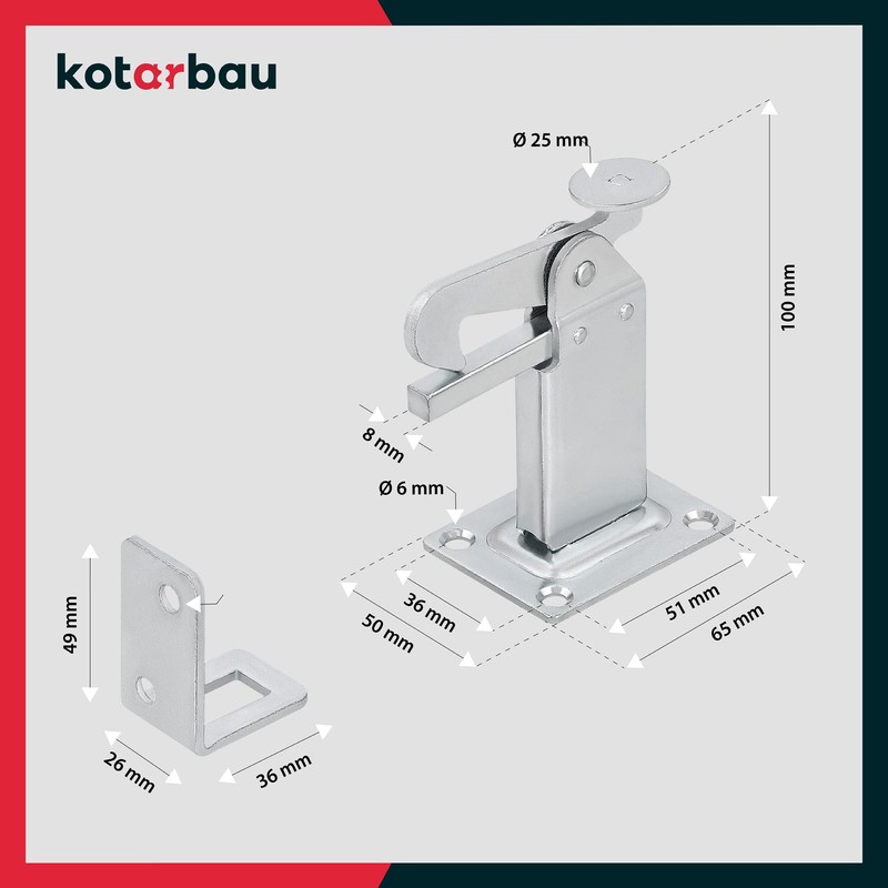 KOTARBAU® Door Stop 97 Floor Mounted Door Stop Silver Lock