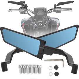 MIAISHUVO Espejo Retrovisor de Moto, Espejos Laterales Giratorios Ajustables, Negro moto de aleación de aluminio extremo de la barra lateral espejos retrovisores
