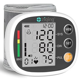 Wrist Blood Pressure Monitor for Home Use, Rechargeable Bp Machine Automatic Digital BP Monitor with Voice Broadcast, Large LCD Display, 2×99 Memory BP Cuff 5~7.7in, Black